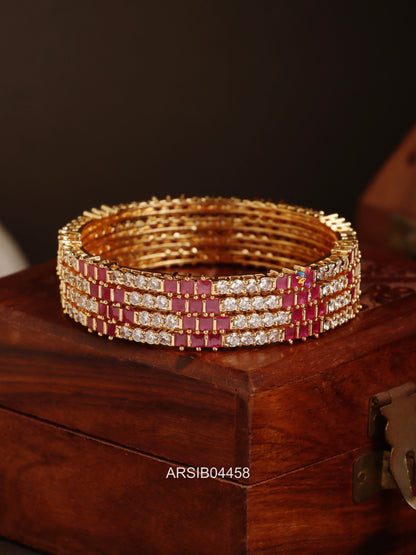 White and Ruby Stone Bangles