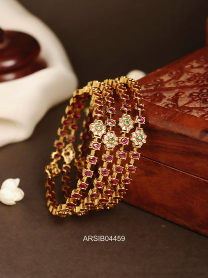 Ruby Flower Stone Bangles