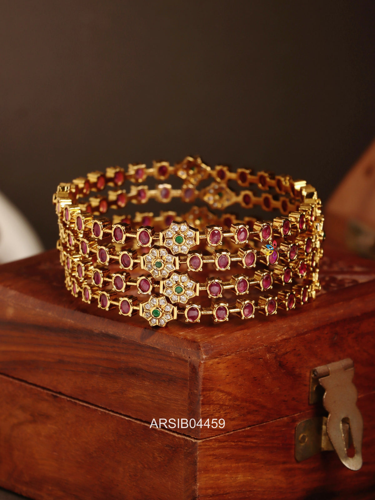 Ruby Flower Stone Bangles