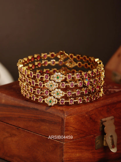 Ruby Flower Stone Bangles