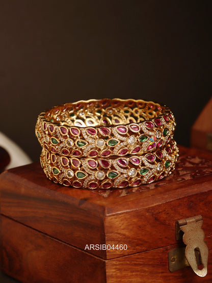Ruby and White Stone Kada Bangles