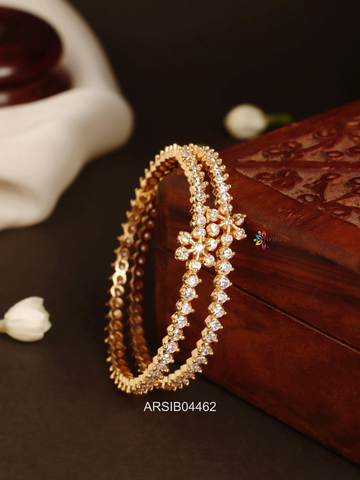 White Stone Bangles