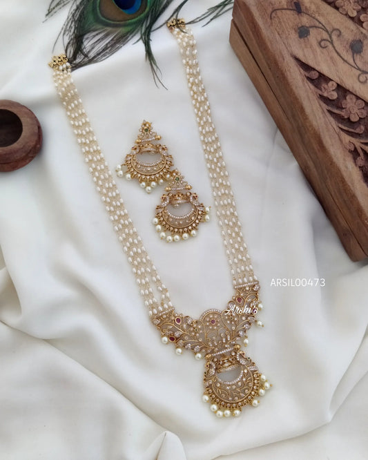 Rice Pearl Chandbali Pendant Haram