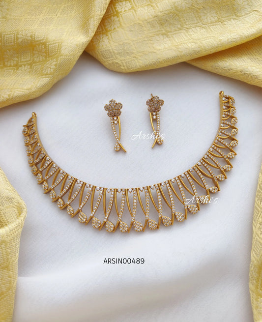 Classic Diamond Alike AD Stone Necklace