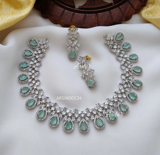 Trendy Pale Green Rodium Polish Necklace