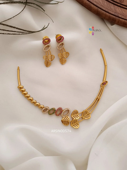 Heart Design AD Stone Necklace