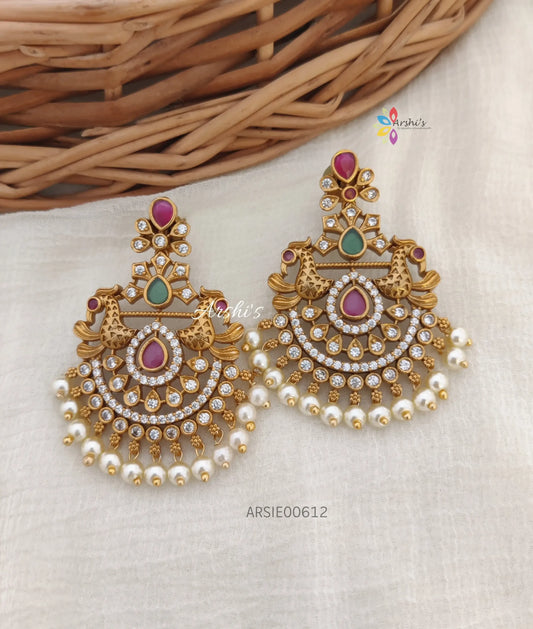 Chandbali AD Peacock Earrings