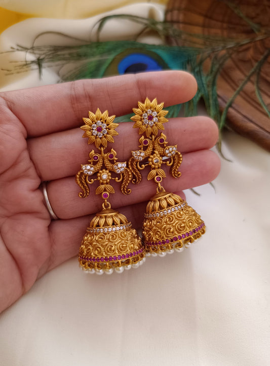 Peacock Design Long Jhumka