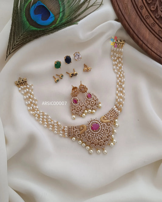 Trendy AD color changable pearl choker