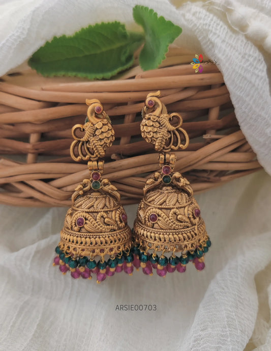 Red And Green Stone Imitation Earrings