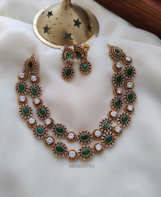 Two Layered Green Stone Necklace