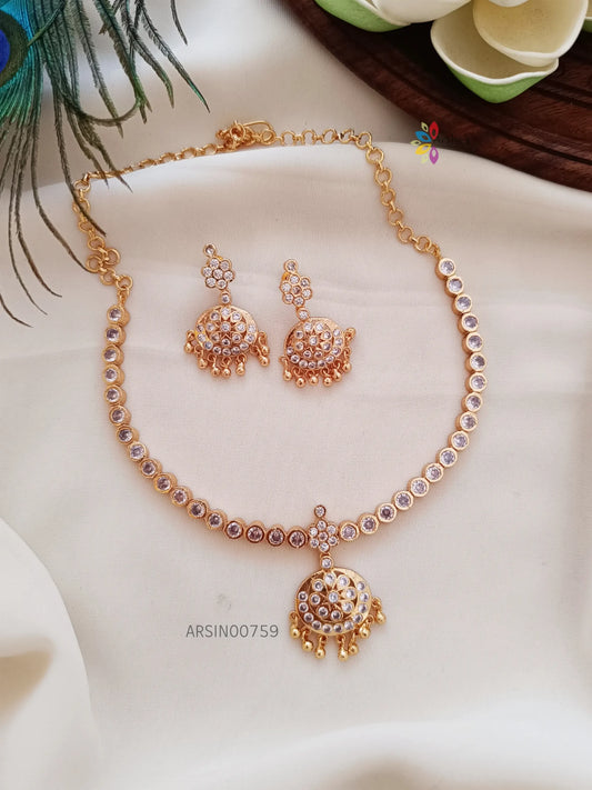 Gold AD Stone Necklace