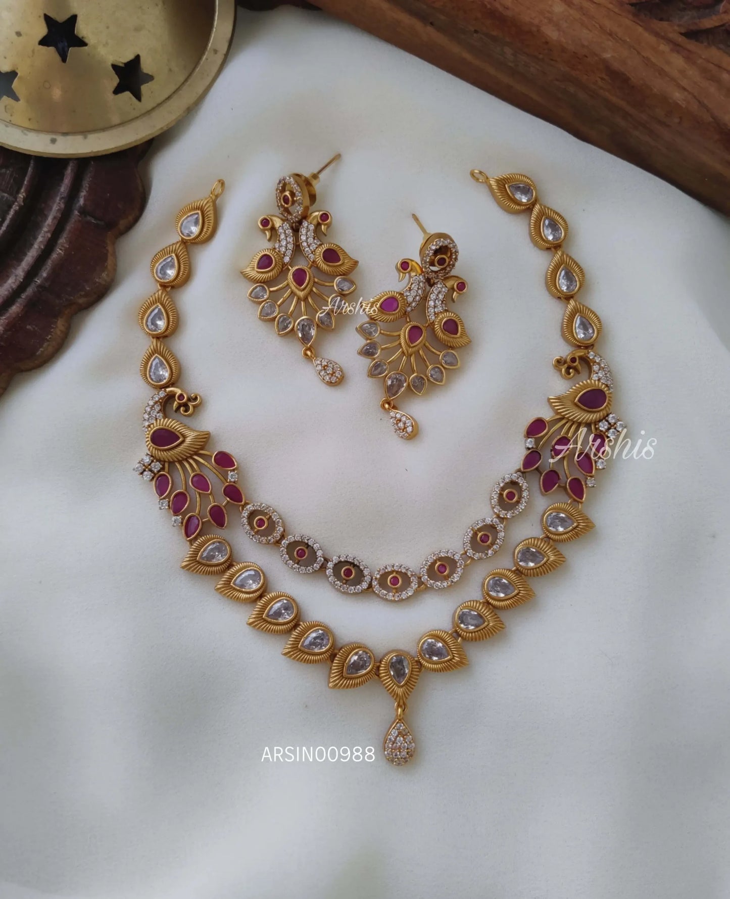 Two Layer Peacock with Stone Necklace