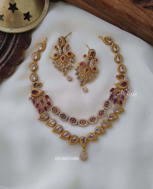 Two Layer Peacock with Stone Necklace