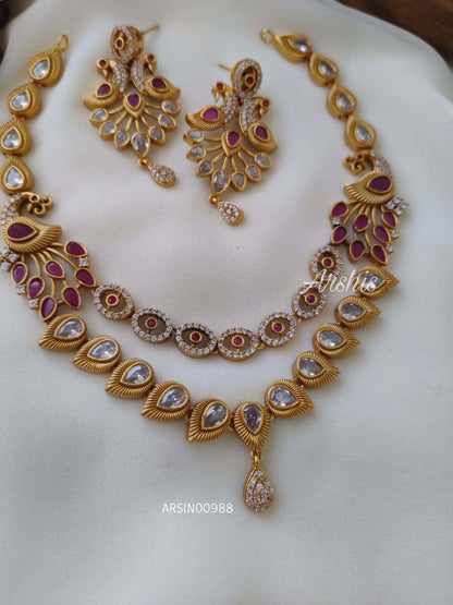 Two Layer Peacock with Stone Necklace