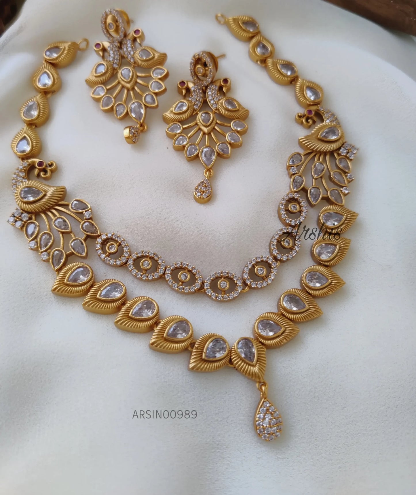 Two Layer Peacock with AD Stone Necklace