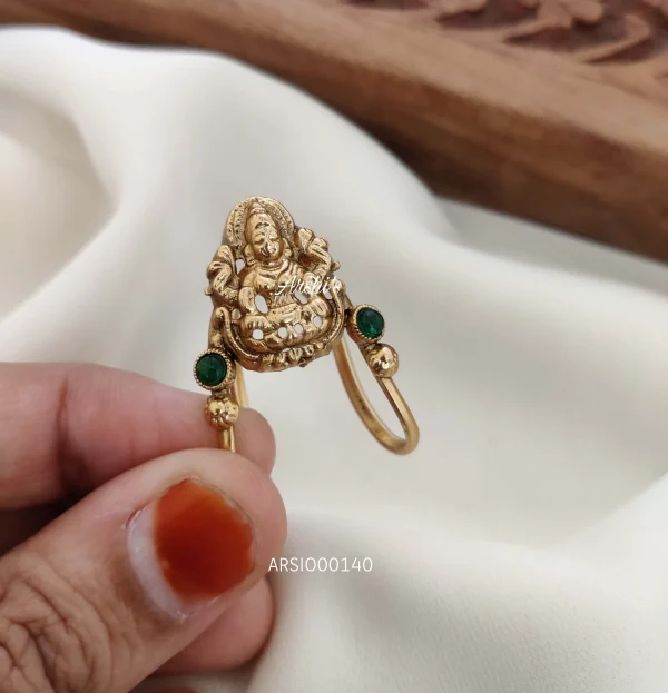 22K Gold Lakshmi Vanki Ring With Red Stone - 235-GVR234 in 4.450 Grams