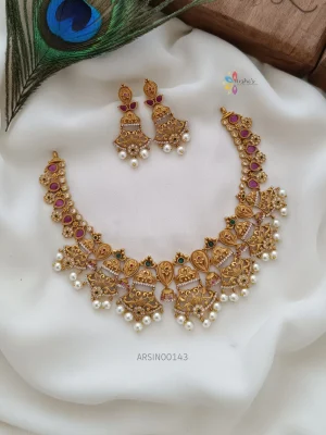 Beautiful flower design AD bridal necklace