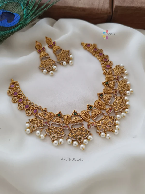 Beautiful flower design AD bridal necklace