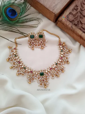 Beautiful rice bead guttapusalu necklace
