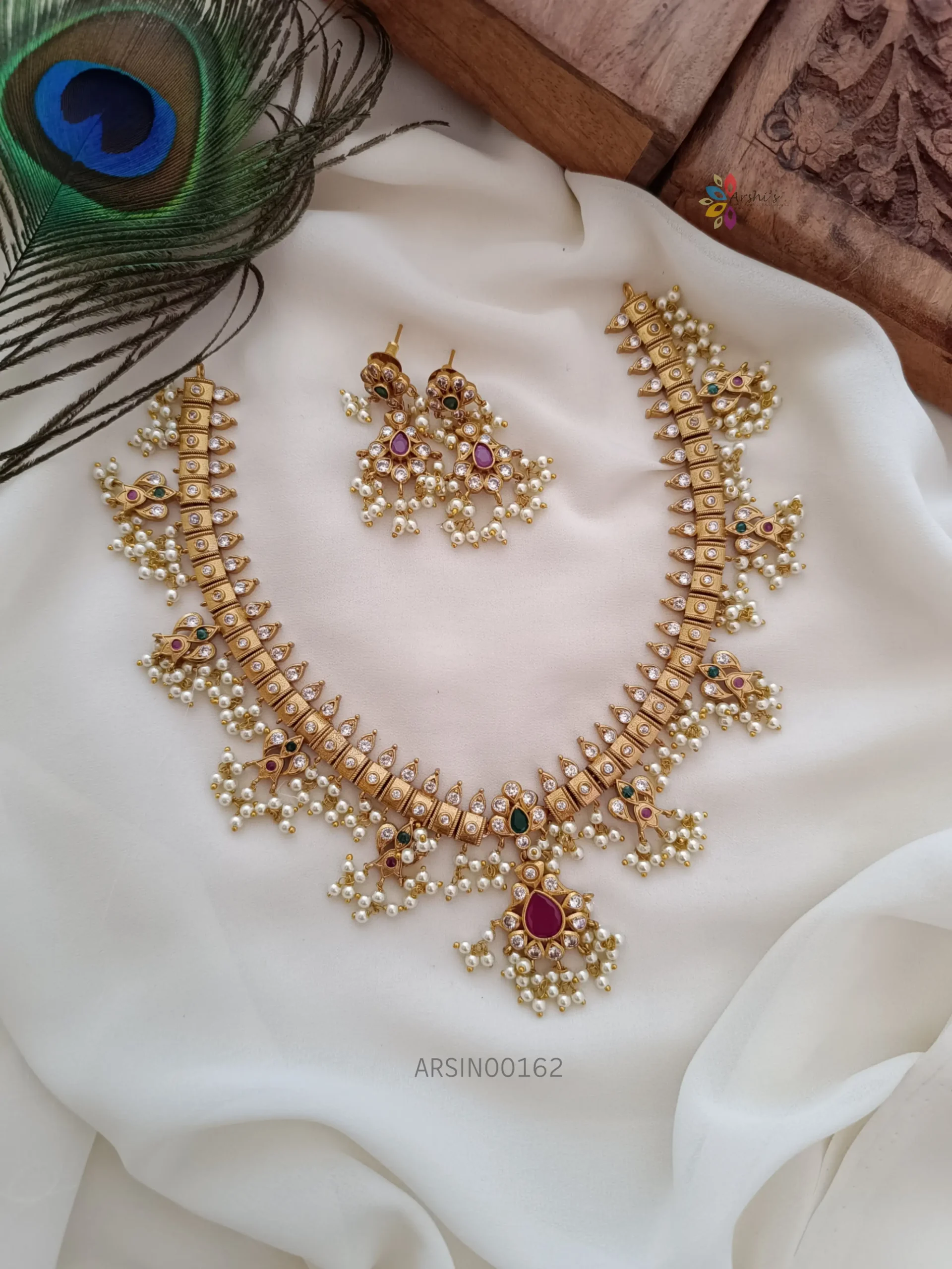 Beautiful guttapusalu AD necklace