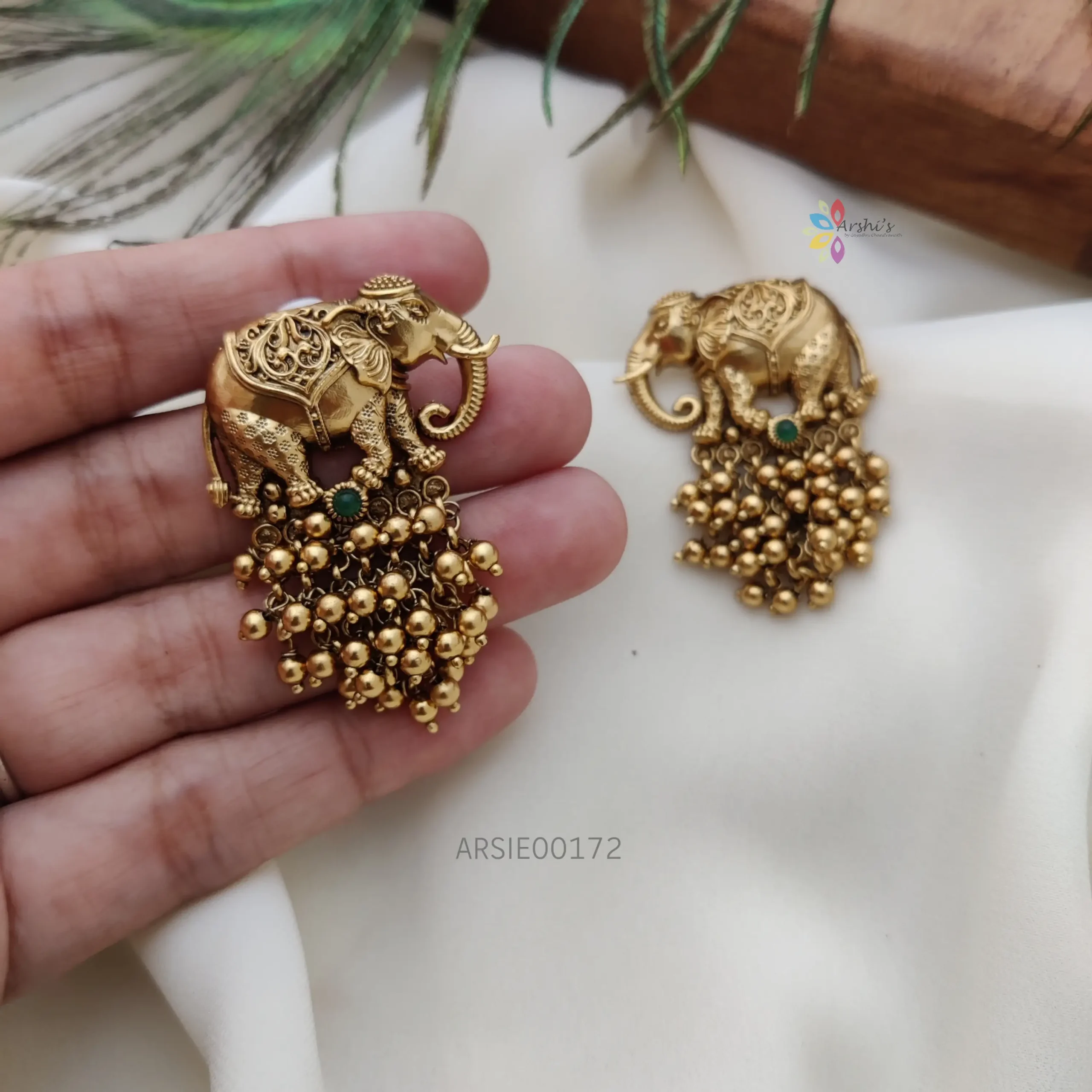 Elephant Gold Drop Earrings