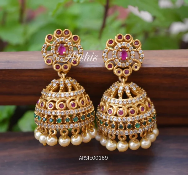 Buy Matte Gold Jhumka/kemp Jhumkas/ South Indian Earrings/ Polki Jhumka/  Temple Earrings/ Jhumkas/kemp Earrings/indian Jewelry/ Temple Jewelry  Online in India - Etsy