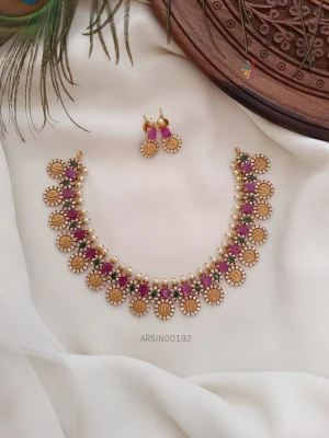 Traditional ruby AD ramparivar necklace