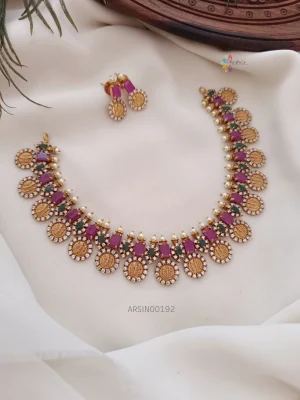 Traditional ruby AD ramparivar necklace