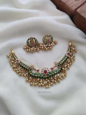 Bridal Peacock Gold Drop Necklace