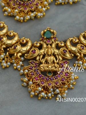 Antique Lakshmi Pendant Peacock Design Necklace