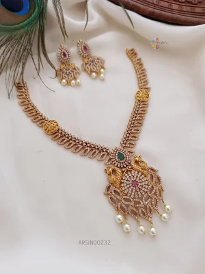Gorgeous AD Stone Peacock Necklace
