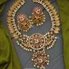 Lakshmi Coin Peacock Design AD Necklace