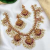 Traditional kemp Stone Lakshmi Guttapusalu Necklace