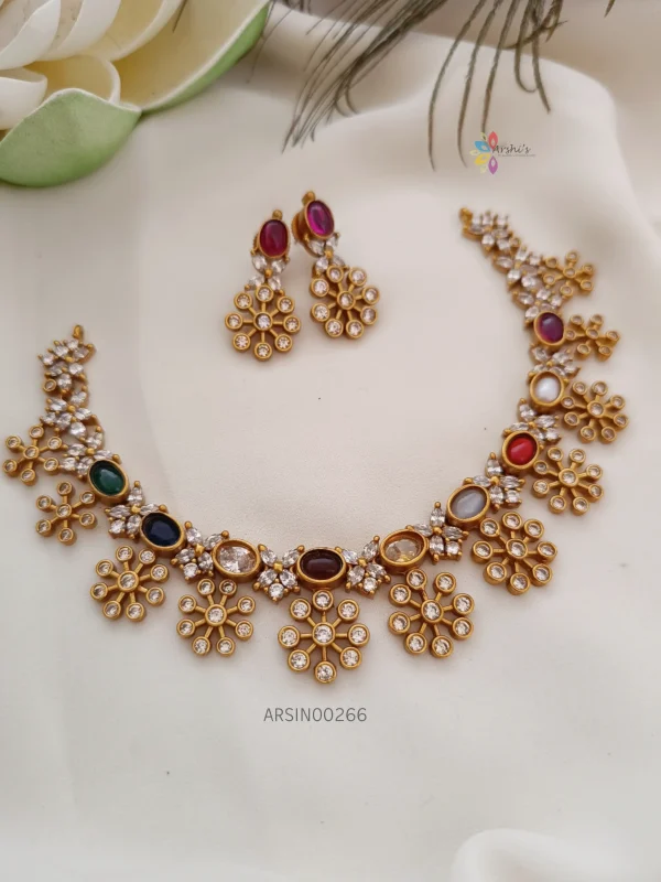 Elegant AD Navarathna Stone Necklace