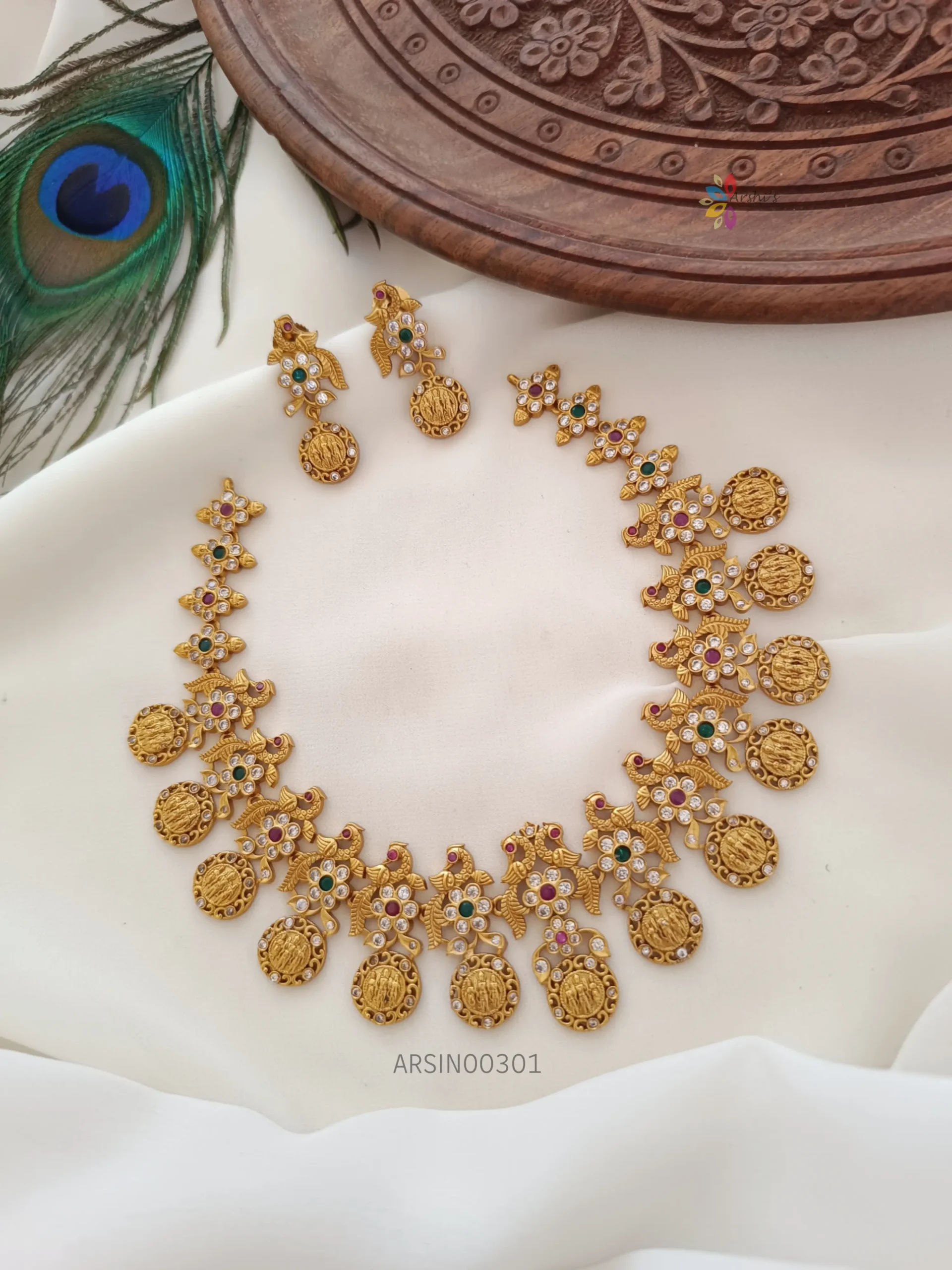 Matte AD Ramparivar Necklace With Earrings