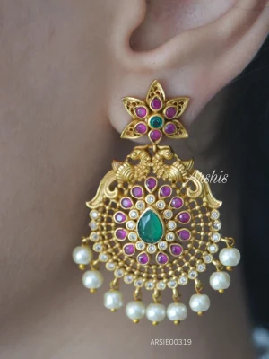 AD Stone Stylish Chandbali Earrings