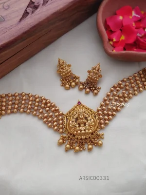 Gold Pearl Lakshmi Matte Choker