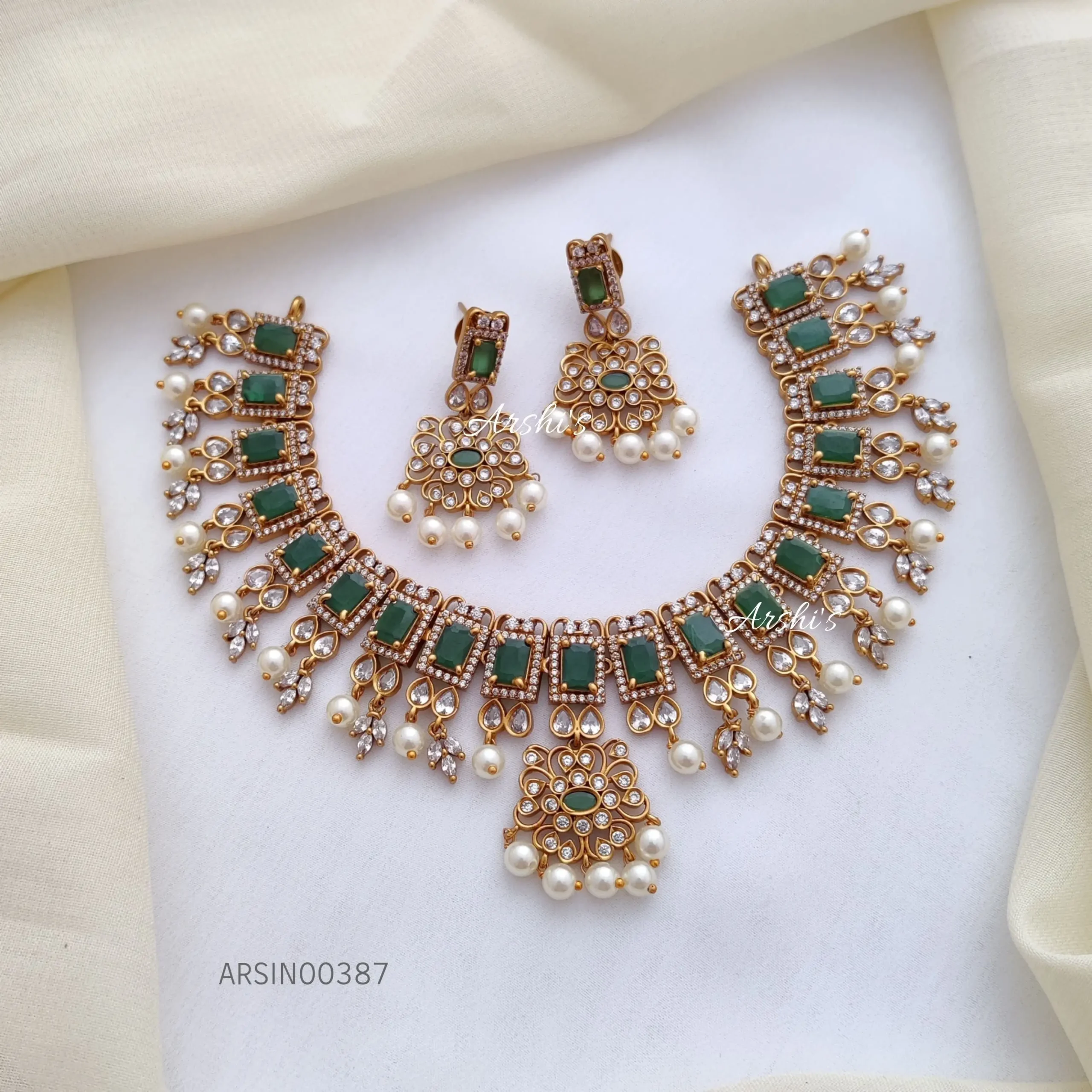 Elegant AD Green Stone Necklace - Arshis - Buy Traditional and Fashion ...