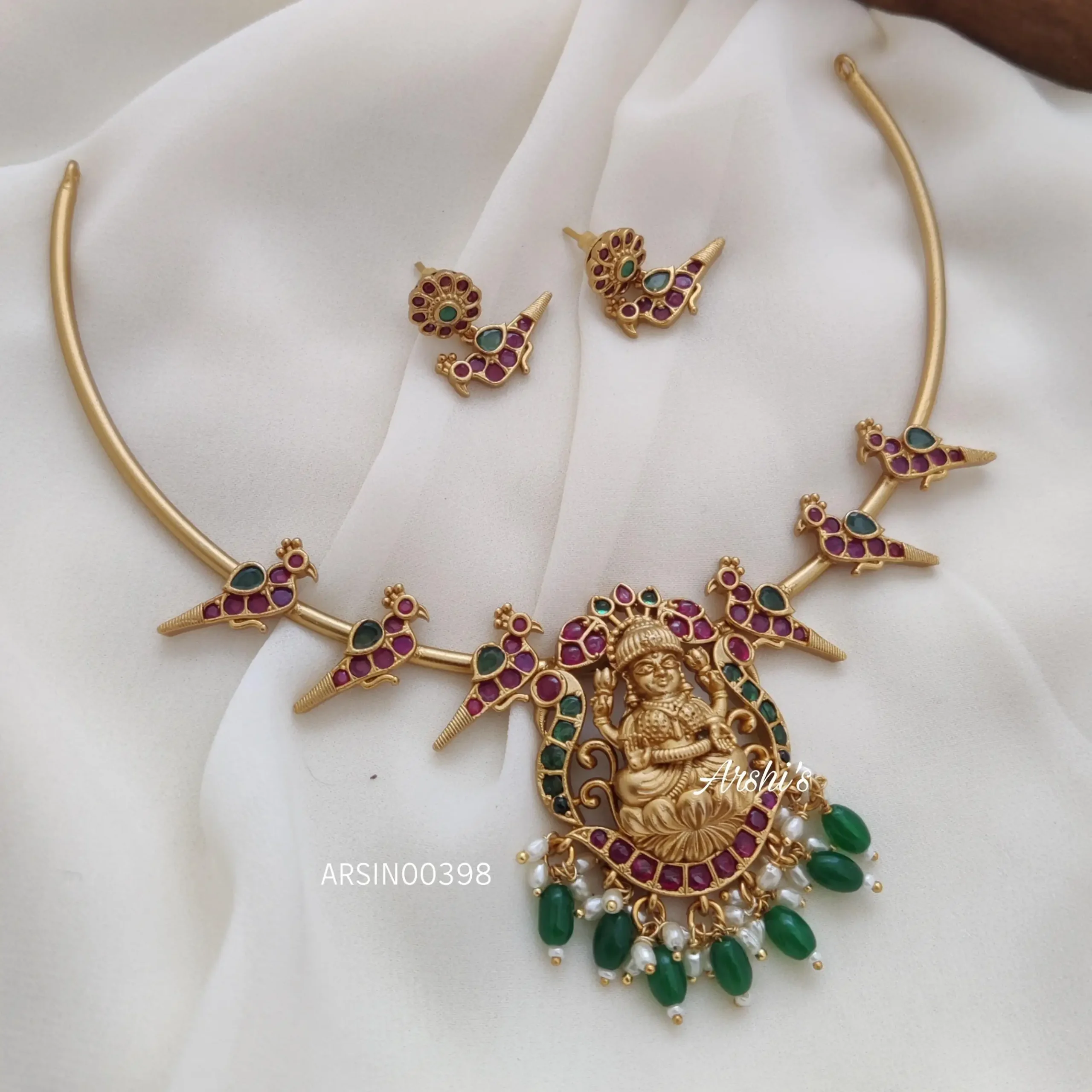 Lakshmi Peacock Design Hasli Tube Necklace