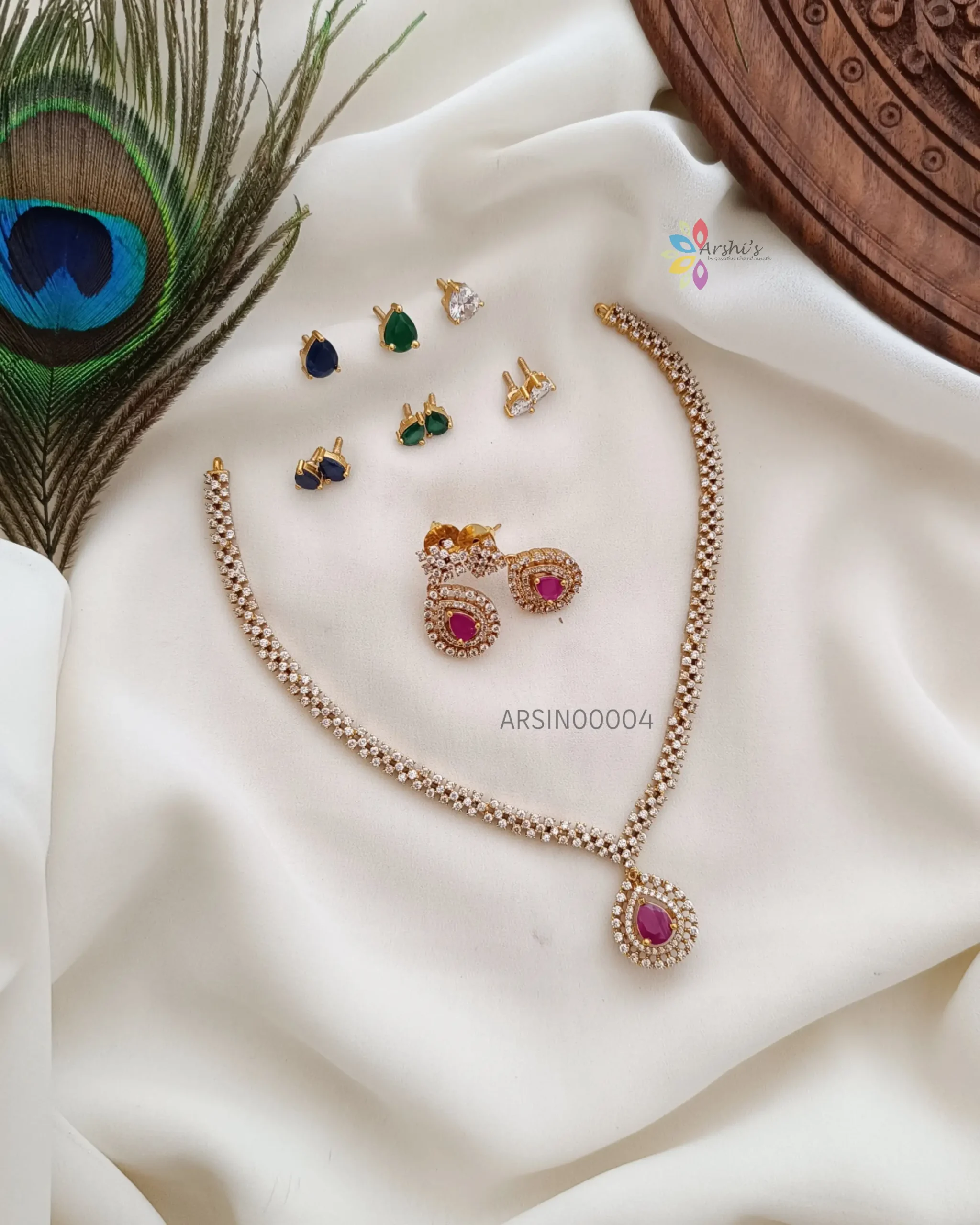 Trendy color changable AD stone necklace