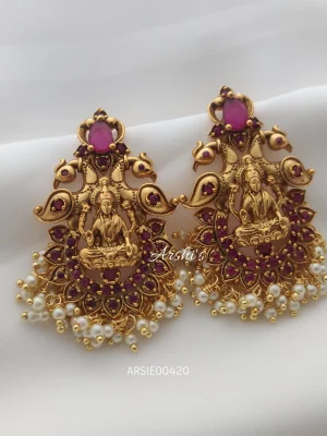 Full Ruby Lakshmi Peacock Earrings