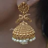 Antique Peacock With White Pearl Drop Jhumka