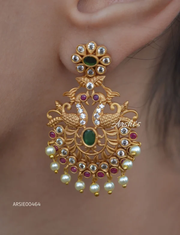 Imitation Dual Peacock Design Chandbali Earrings