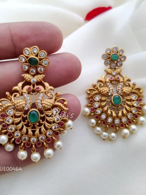 Imitation Dual Peacock Design Chandbali Earrings