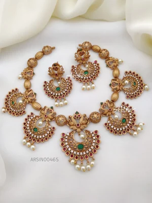 Peacock And Chandbali Design AD Necklace