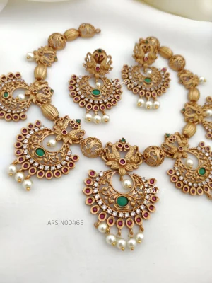 Peacock And Chandbali Design AD Necklace