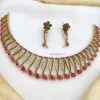 Stunning Red And Green AD Stone Necklace