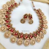 Traditional Red Ganesha Lakshmi Coin Necklace