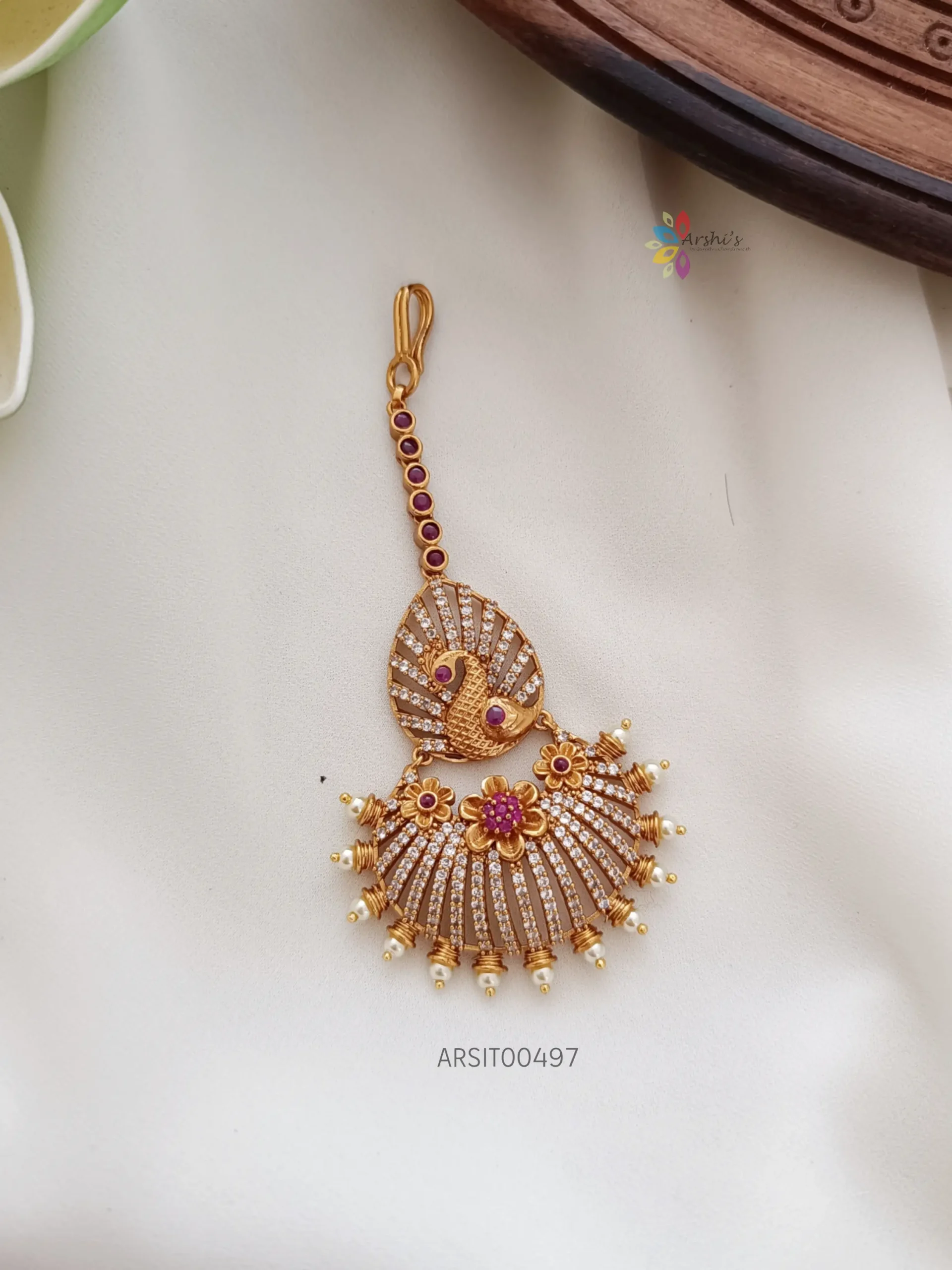 Ad Stone Peacock Design Maang Tikka Arshis Buy Traditional And Fashion South India Jewels